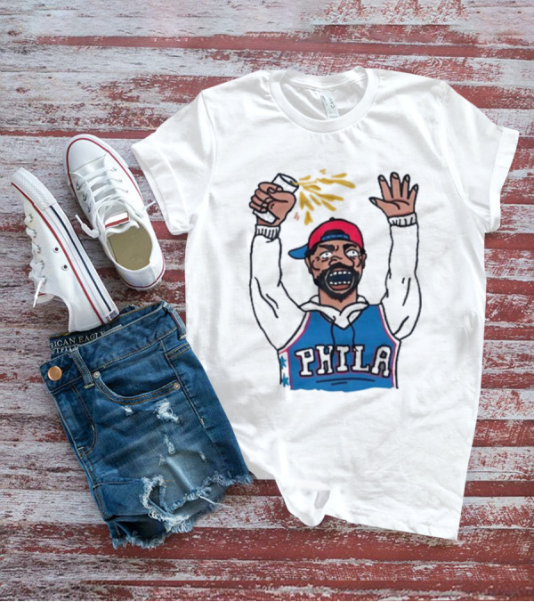Phillygoat Phila Sixers Fan With Spray Can And Raised Hand T-Shirt