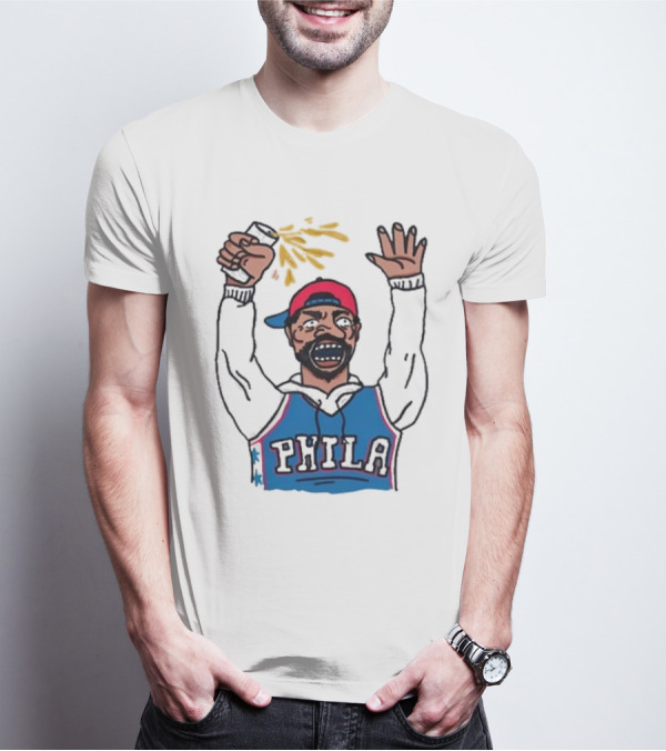 Phillygoat Phila Sixers Fan With Spray Can And Raised Hand T-Shirt