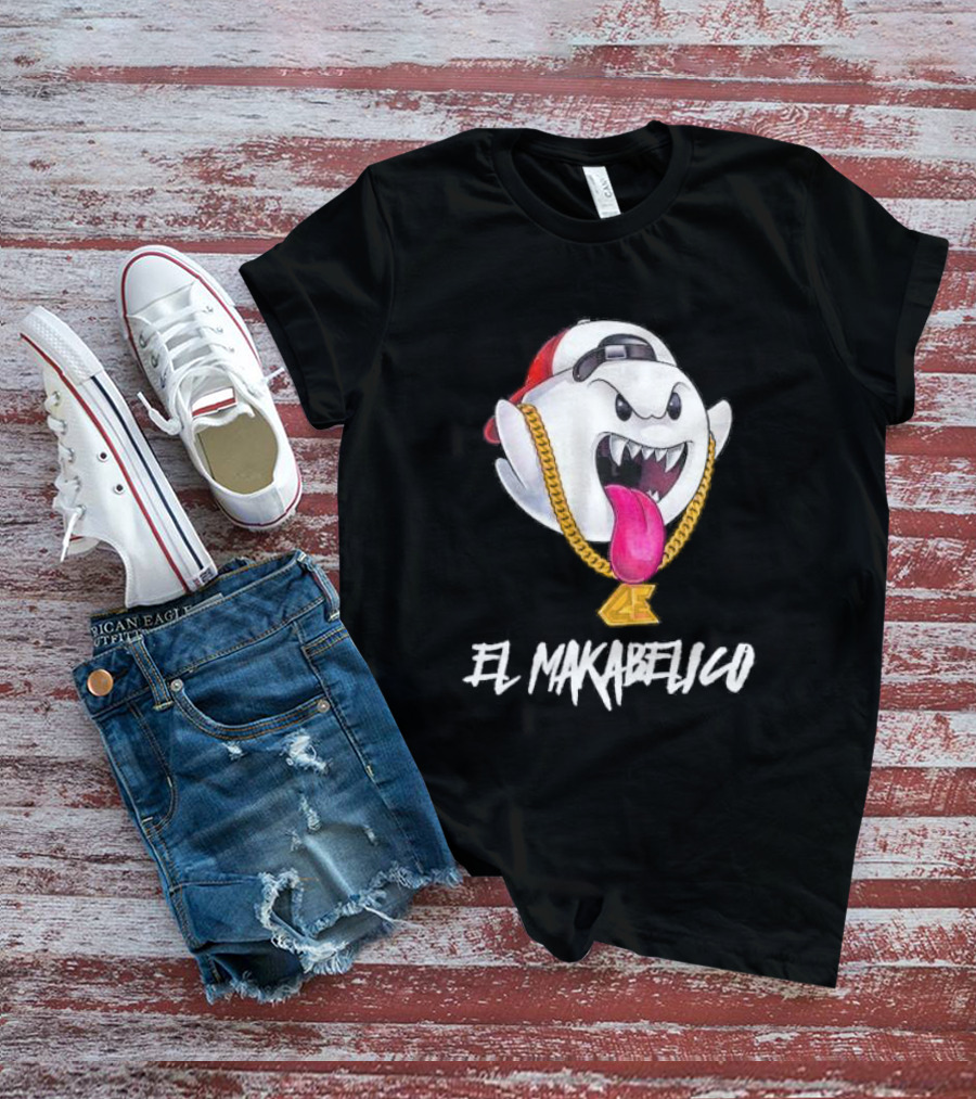 El Makabelico MB Ghost Cartoon-Inspired Design With Golden Chain T-Shirt