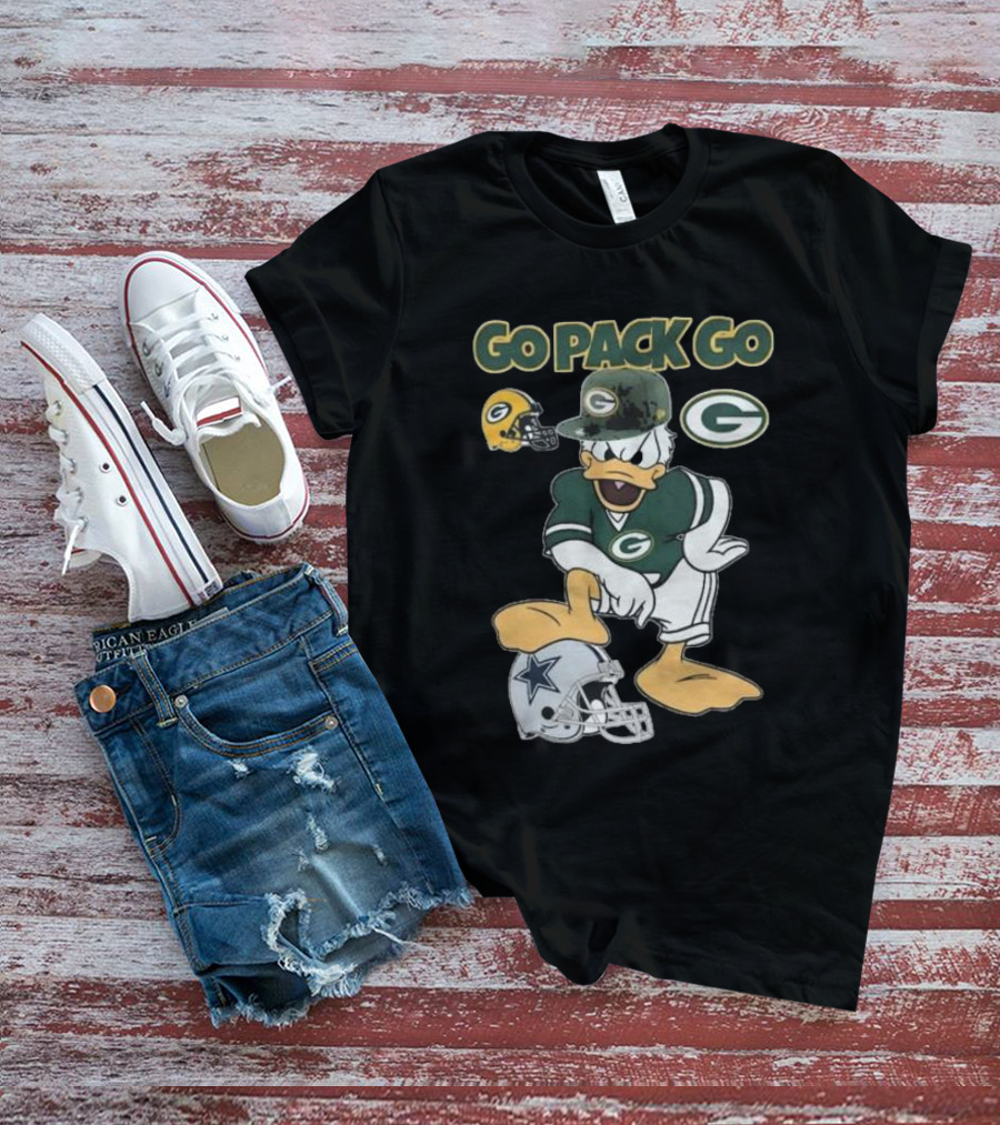 Go Pack Go Donald Duck Green Bay Packers Defeats Dallas Cowboys Helmet T-Shirt