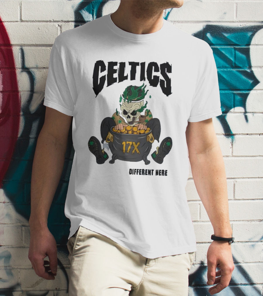 Celtics 17X Gold Skeleton不同 Here T-Shirt