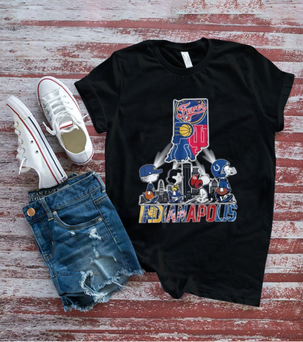 Peanuts Snoopy And Friends Crossing Indianapolis With Indiana Sports T-Shirt
