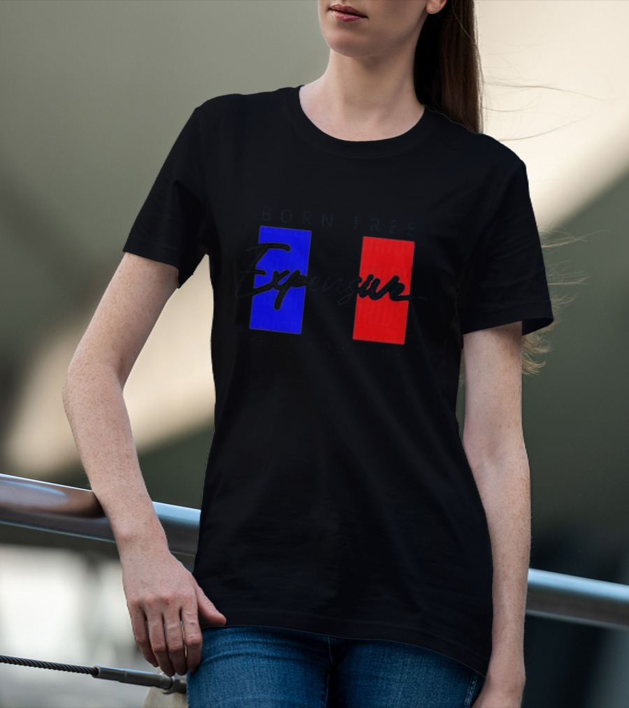 Born Free But Now I'm Expensive Red And Blue Blocks T-Shirt