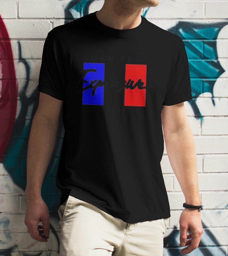 Born Free But Now I'm Expensive Red And Blue Blocks T-Shirt