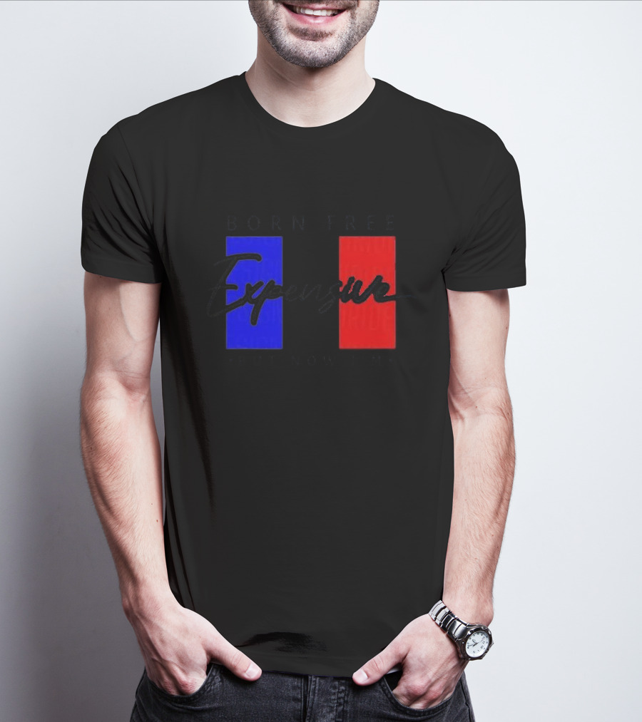 Born Free But Now I'm Expensive Red And Blue Blocks T-Shirt