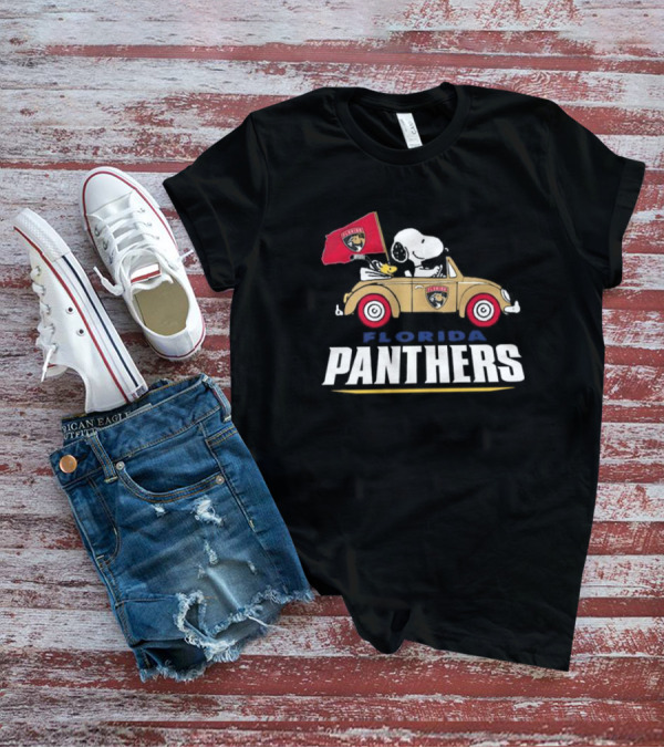 Florida Panthers Hockey Snoopy Driving Classic Car Fan T-Shirt