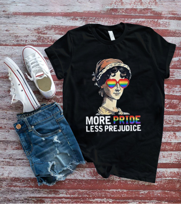More Pride Less Prejudice Rainbow Heart Glasses T-Shirt