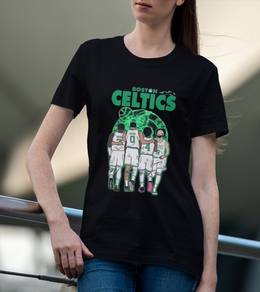 Boston Celtics Brown Tatum Holiday Derrick Signatures Basketball Players T-Shirt