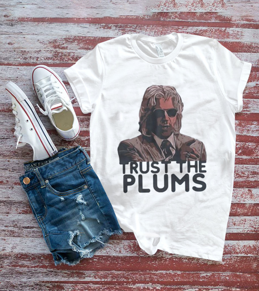 Trust The Plums Mysterious Figure With Sunglasses And Suit T-Shirt