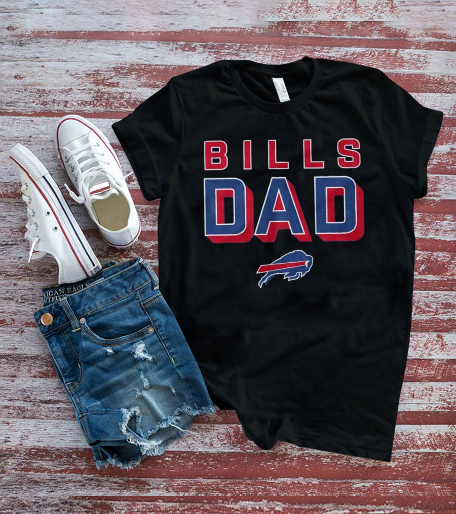 Buffalo Bills Dad Red Blue Bold Lettering T-Shirt
