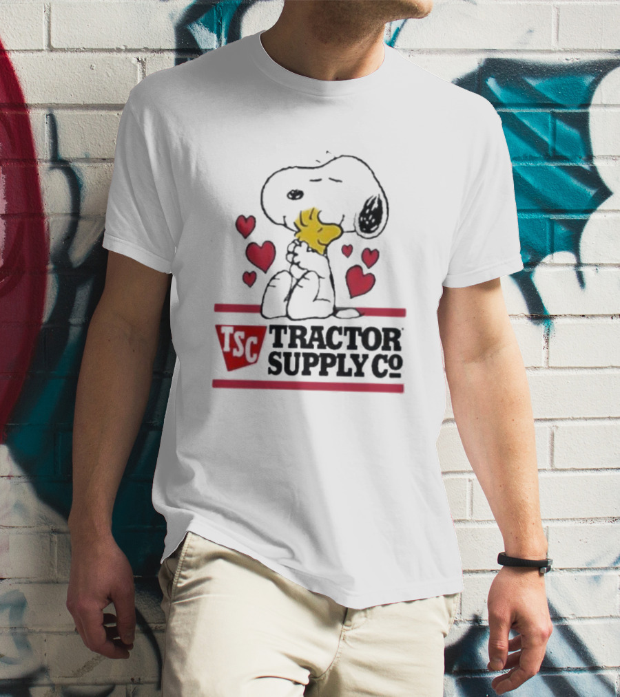 Snoopy Woodstock Hearts Tractor Supply Co Logo With TSC Emblem T-Shirt