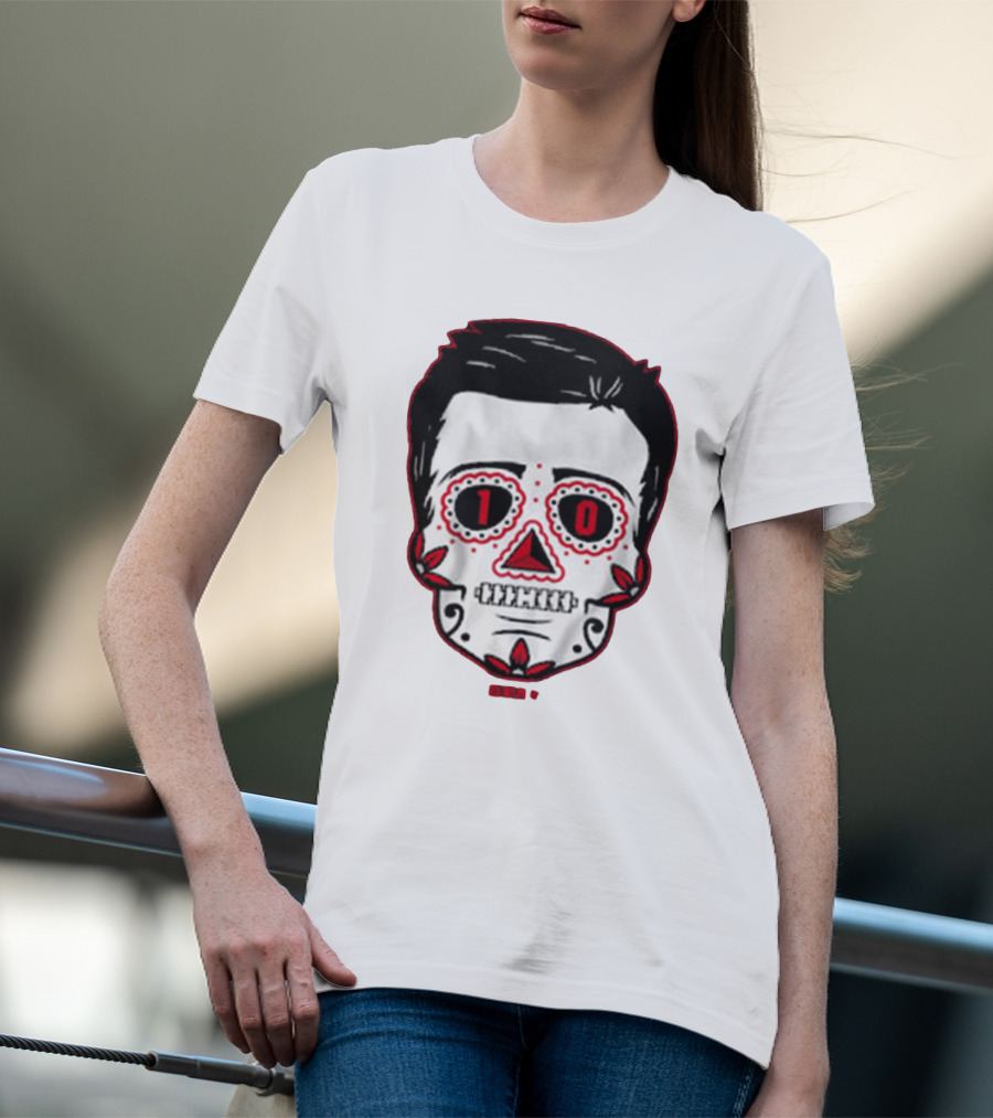 Drake Maye Sugar Skull Football Themed T-Shirt