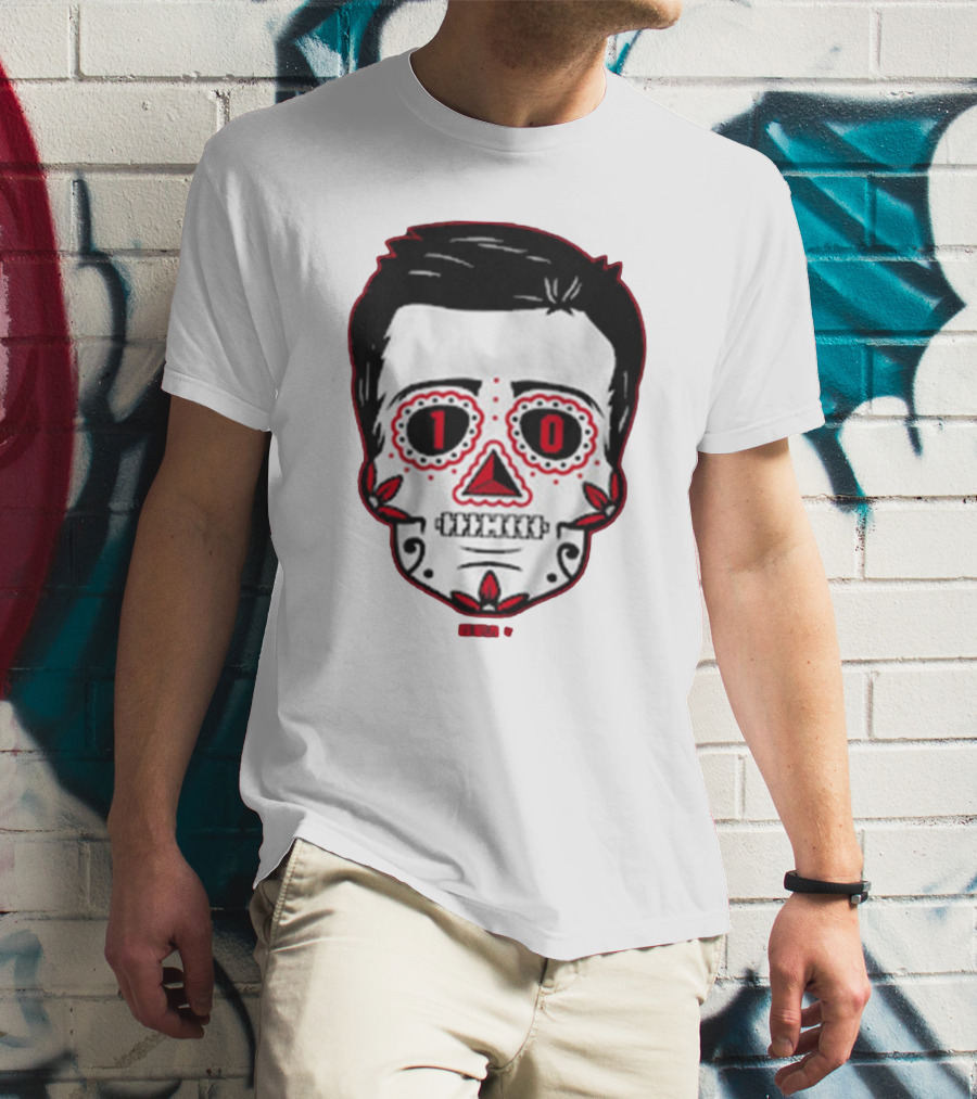 Drake Maye Sugar Skull Football Themed T-Shirt