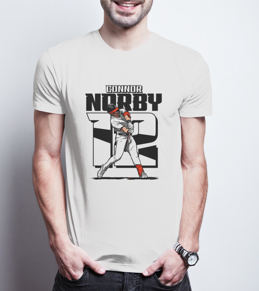 Connor Norby #12 Baseball Player Hitting Action T-Shirt
