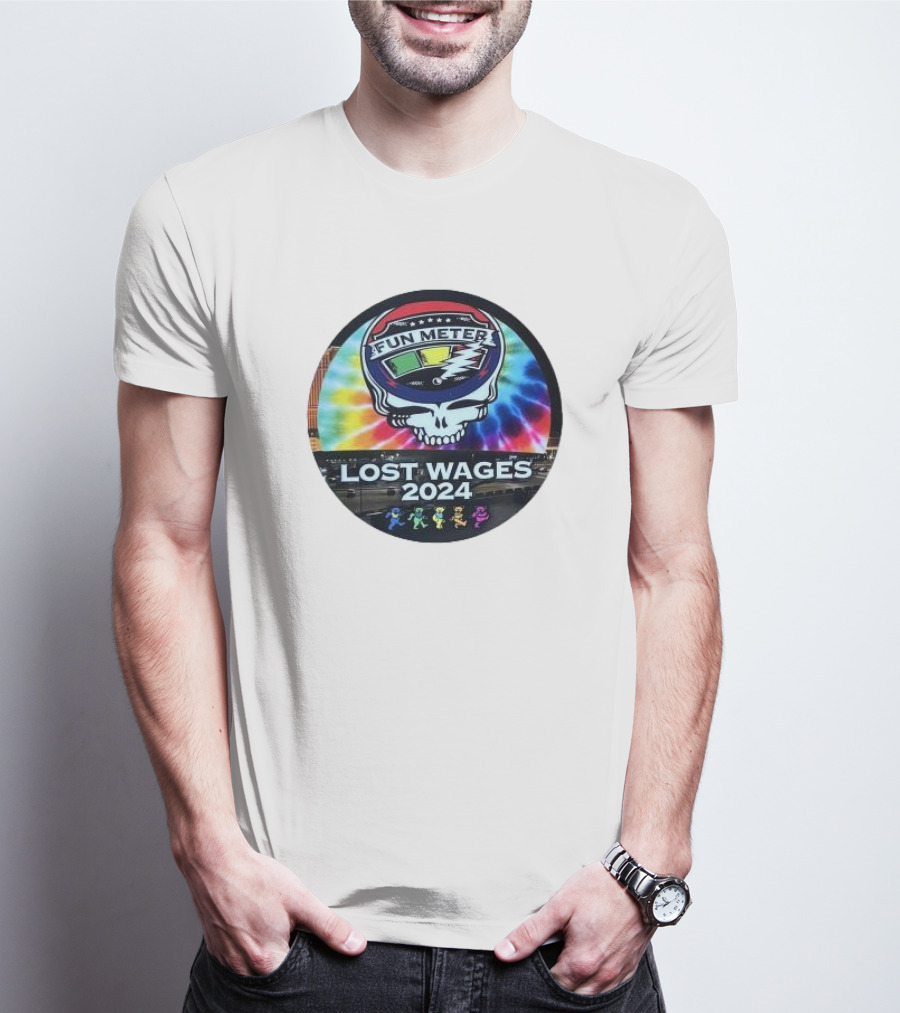 Grateful Dead Tie-Dye Fun Meter Skull Lost Wages T-Shirt