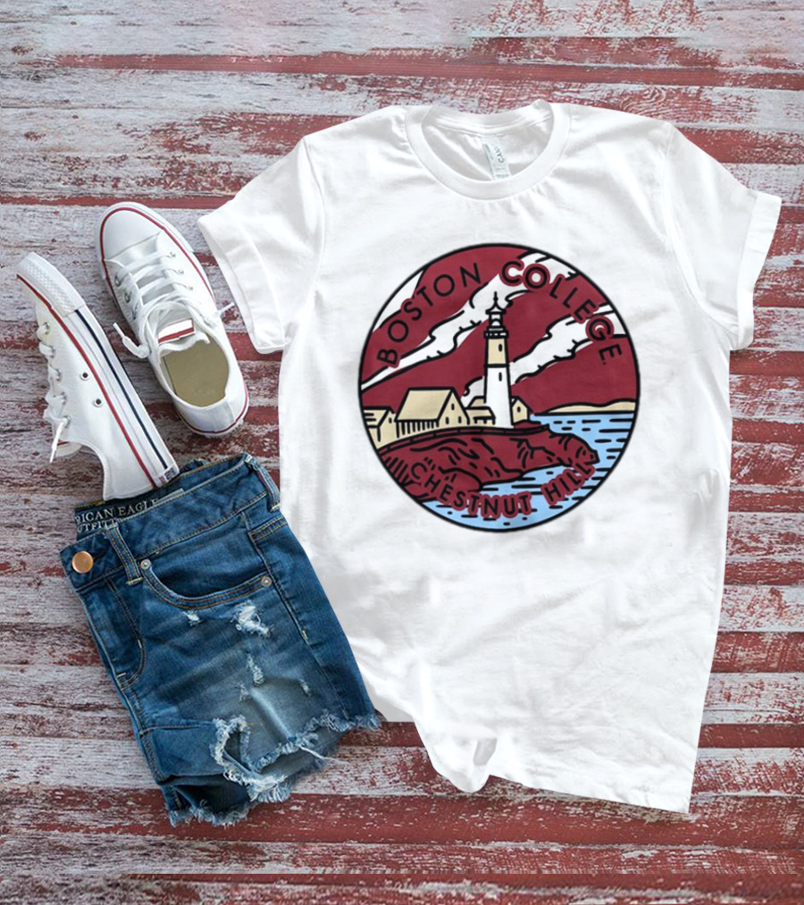 Maroon Boston College Eagles Scenic Comfort Colors Chestnut Hill Lighthouse Badge T-Shirt