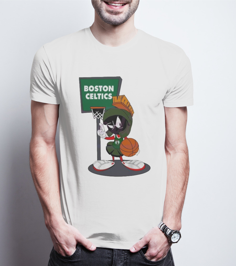 Boston Celtics Looney Tunes Marvin The Martian Basketball Hoop T-Shirt