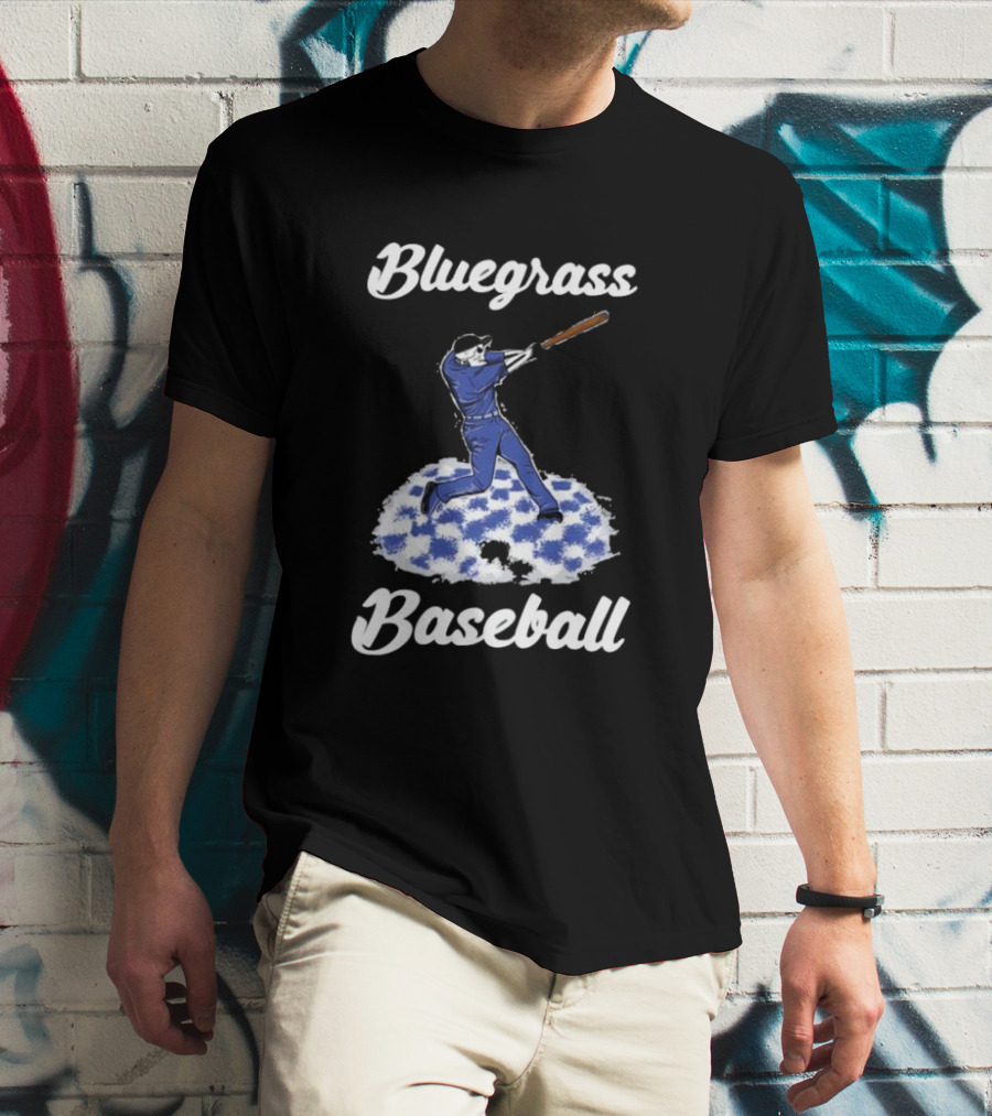 Bluegrass Baseball Batter With Blue And White Checkerboard Field T-Shirt