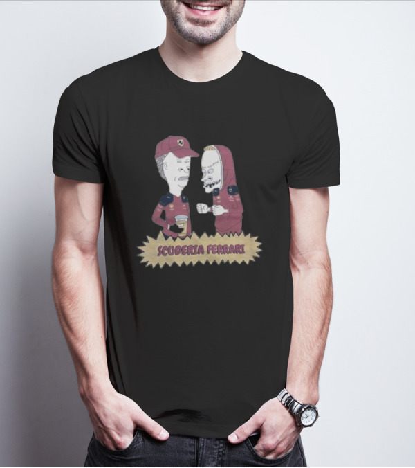 Scuderia Ferrari Beavis And Butthead Enzo Ferrari Racing Team Characters Collaboration T-Shirt