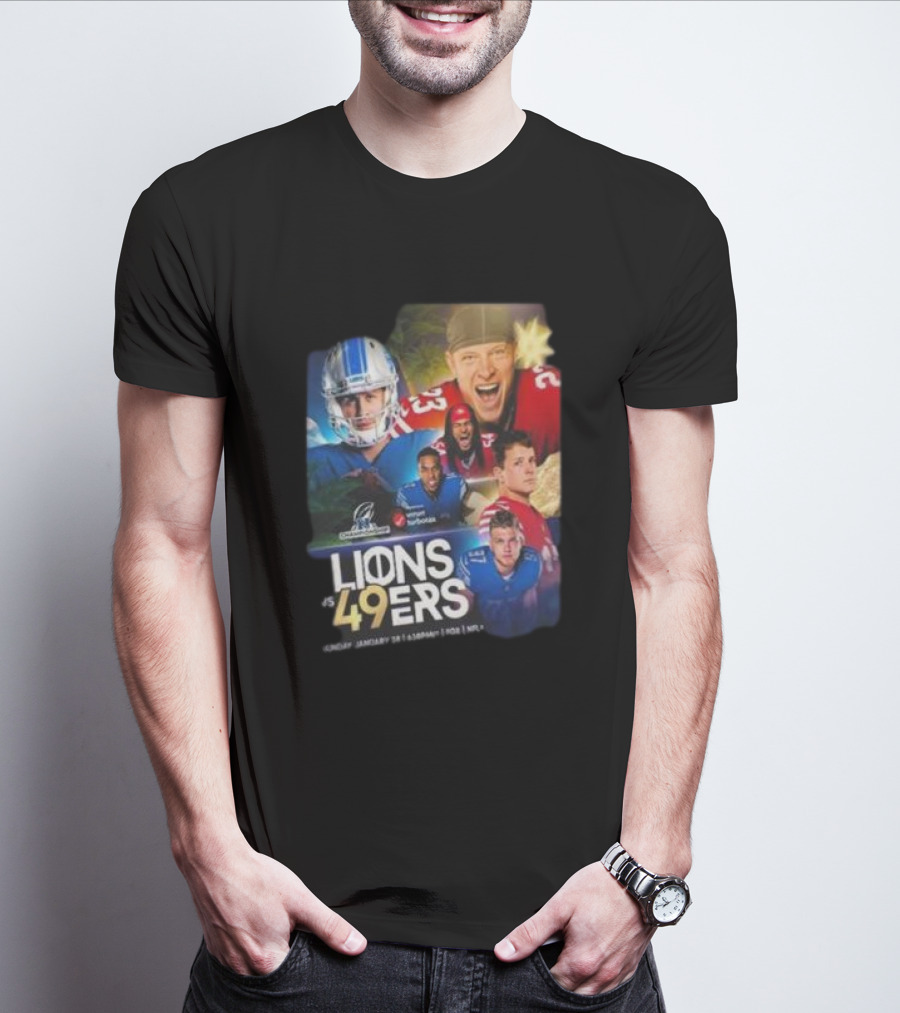 Lions Vs 49ers NFC Championship Set For Sunday January 28 On FOX NFL T-Shirt