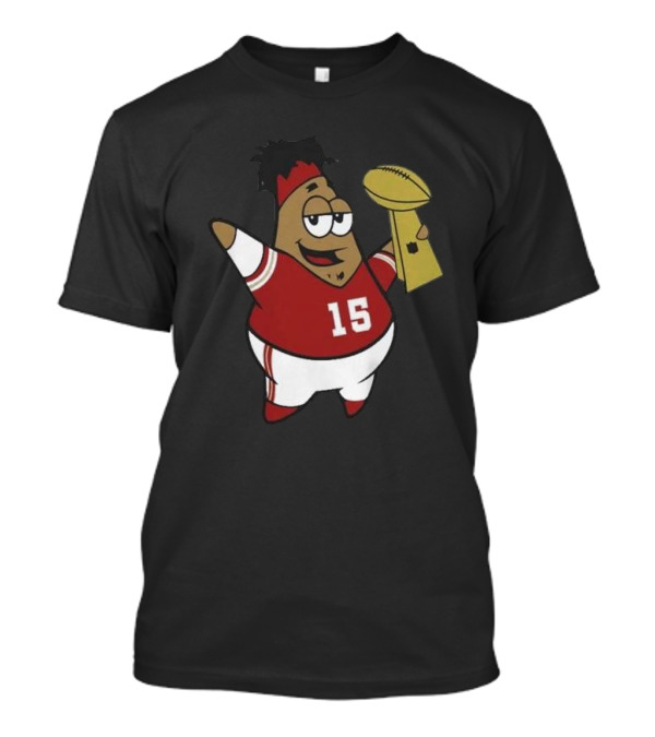 Patrick Mahomes Champions Kansas City Chiefs Super Bowl Cartoon Trophy 15 T-Shirt