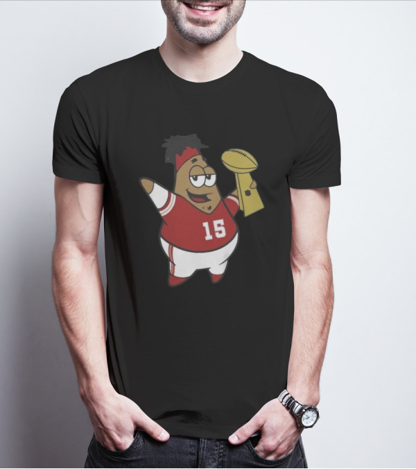 Patrick Mahomes Champions Kansas City Chiefs Super Bowl Cartoon Trophy 15 T-Shirt