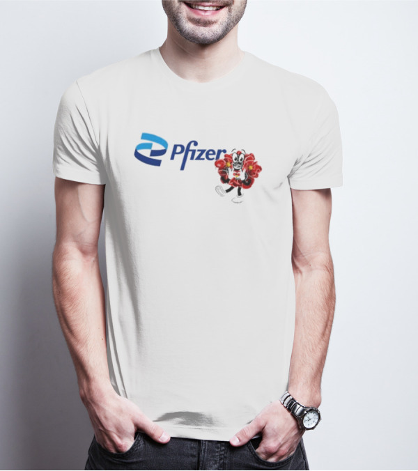 Pfizer New Mascot Clotty With Bear Character And Energy Burst T-Shirt