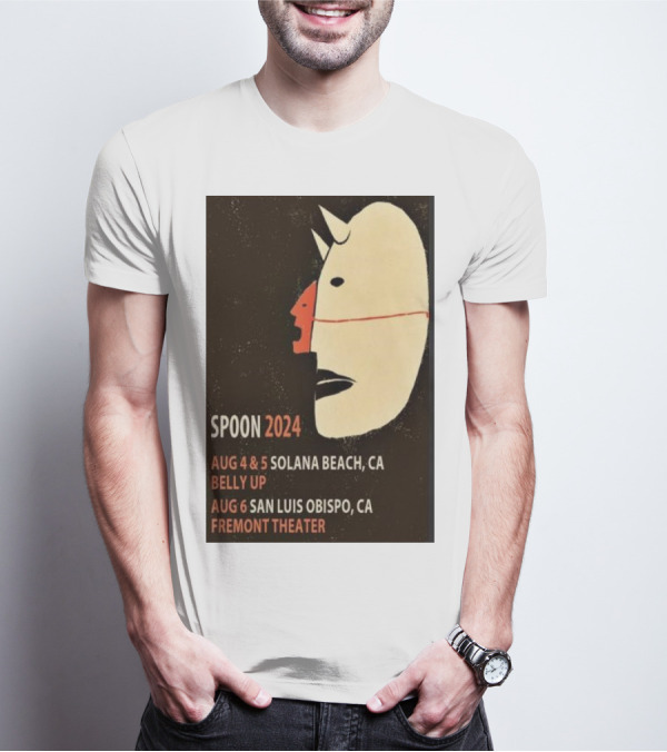 Spoon 2024 Aug 4-5 Solana Beach CA Belly Up Aug 6 San Luis Obispo Fremont Theater T-Shirt