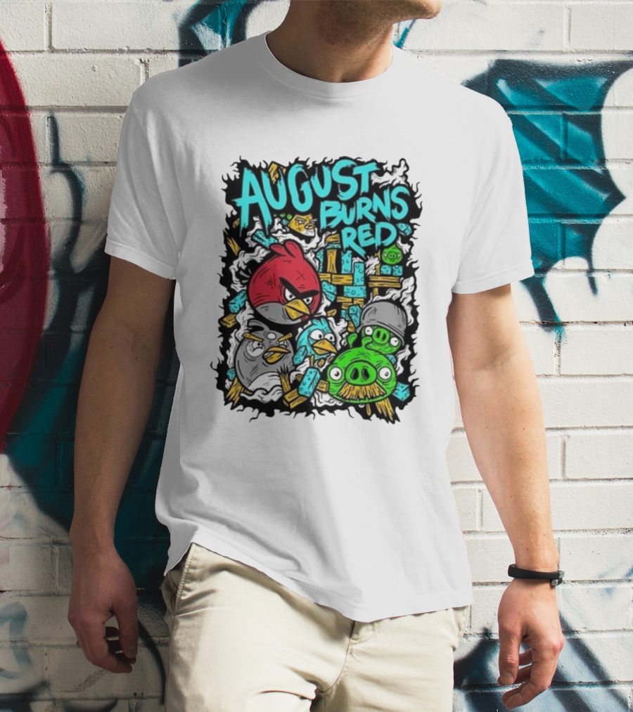 August Burns Red Angry Birds Throwback Collage With Pigs And Birds T-Shirt