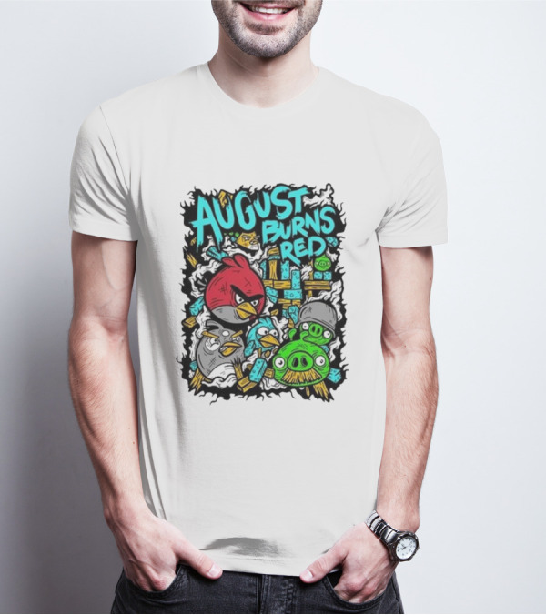 August Burns Red Angry Birds Throwback Collage With Pigs And Birds T-Shirt