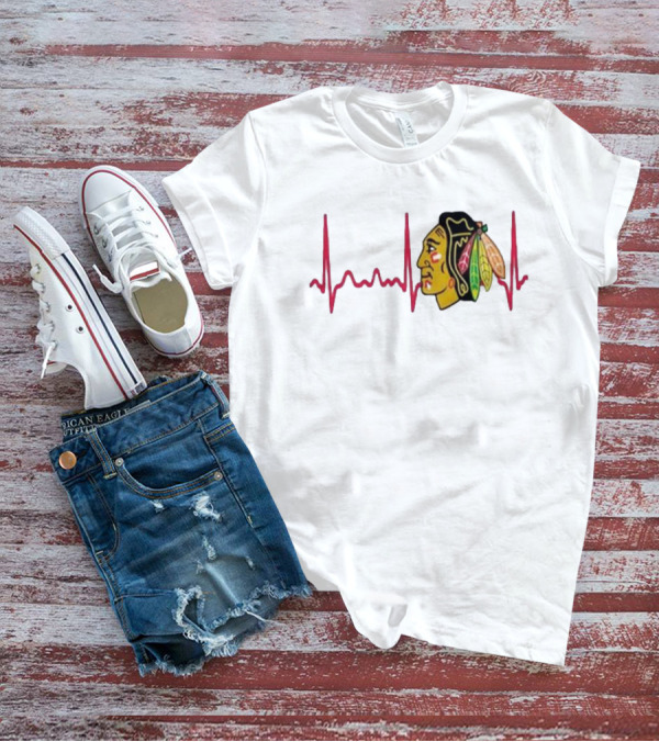 Chicago Blackhawks Heartbeat Hockey T-Shirt