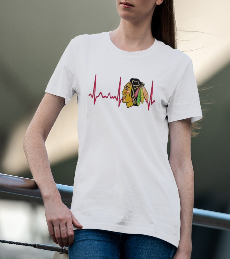 Chicago Blackhawks Heartbeat Hockey T-Shirt