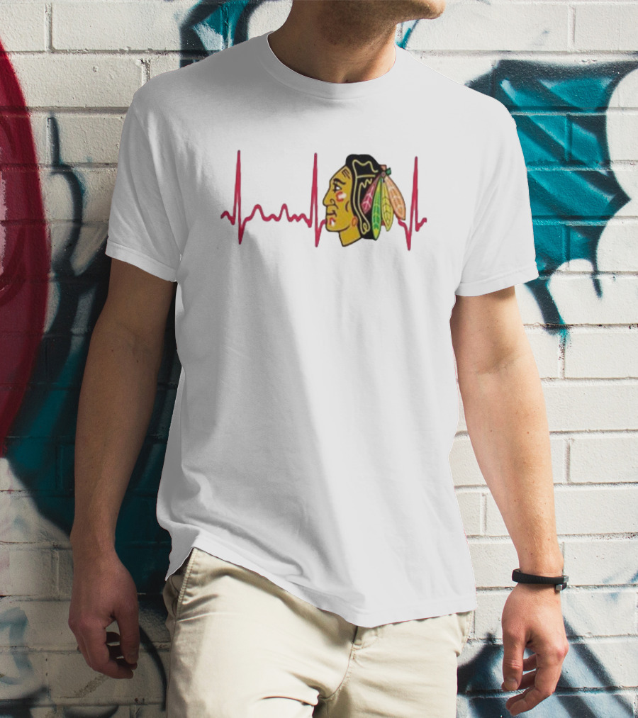 Chicago Blackhawks Heartbeat Hockey T-Shirt