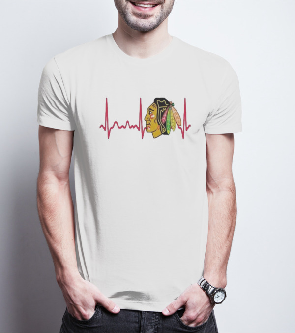 Chicago Blackhawks Heartbeat Hockey T-Shirt