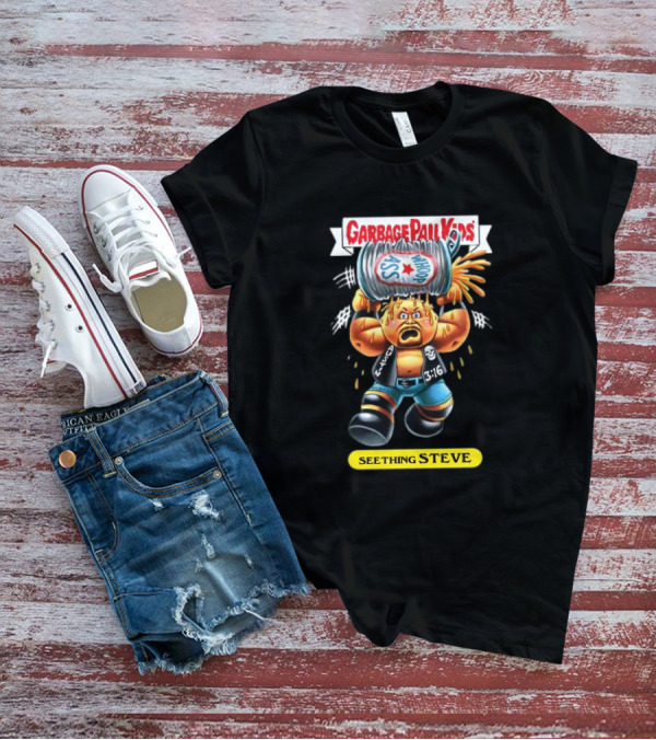 Garbage Pail Kids Seething Steve 3:16 Parody Character With Exploding Trash Can T-Shirt