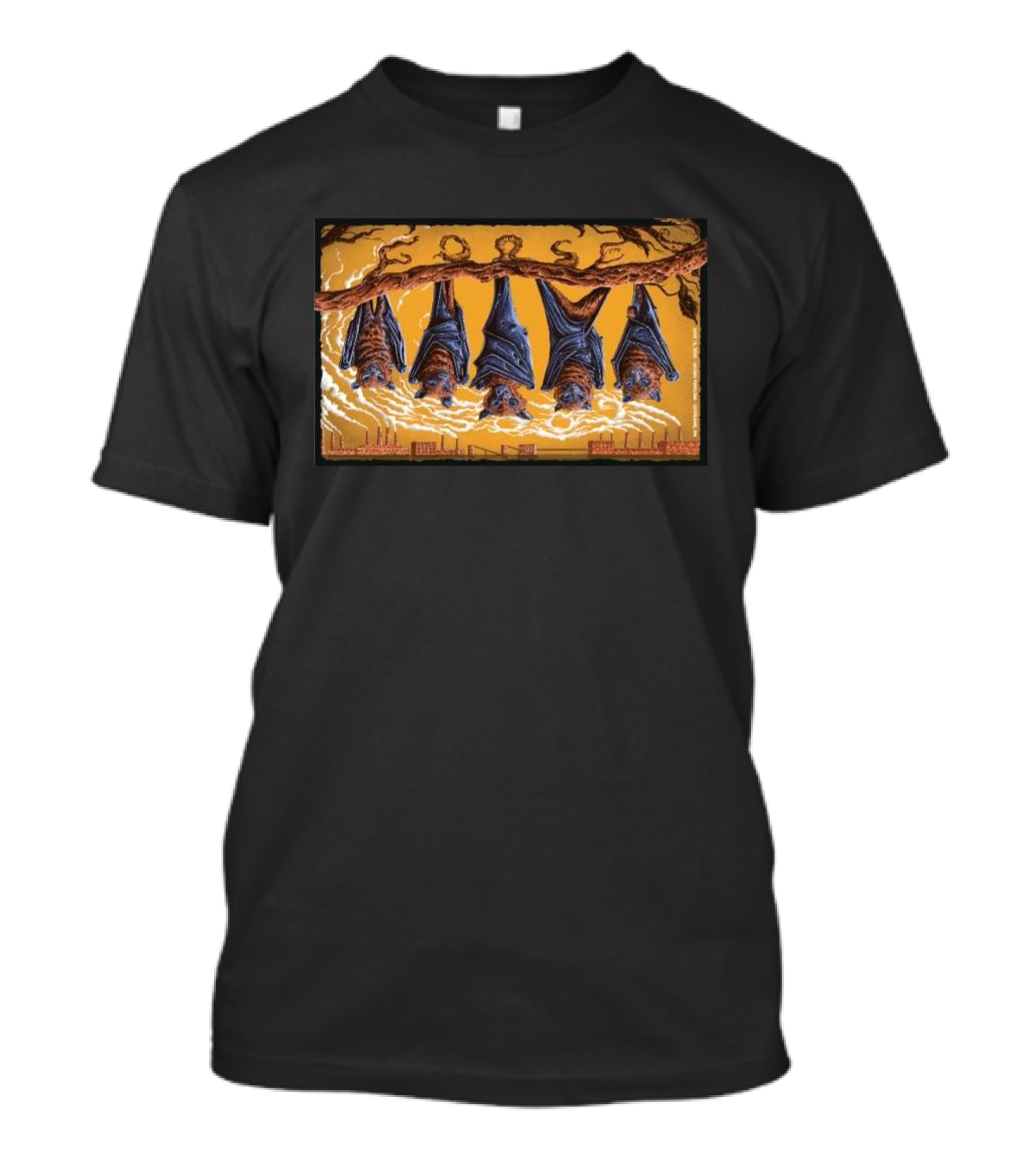 Goose June 16 2024 Jacobs Pavilion Cleveland OH Bats On Branch Scene T-Shirt