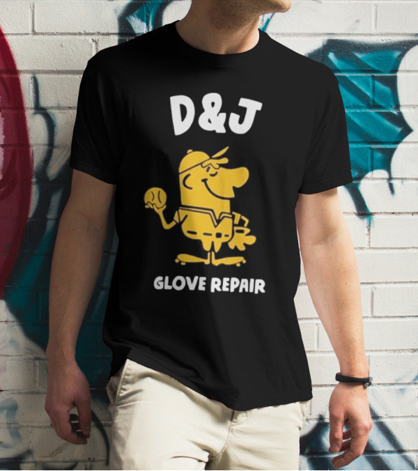 D&J Glove Repair Jimmy Lonetti Baseball Character T-Shirt