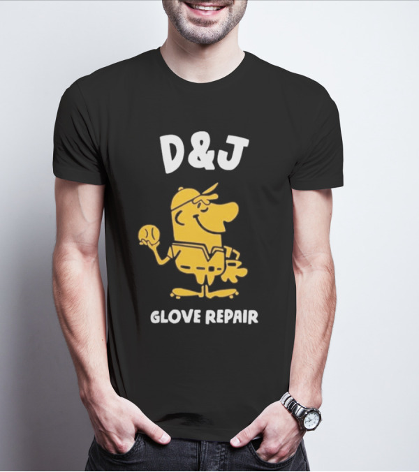 D&J Glove Repair Jimmy Lonetti Baseball Character T-Shirt