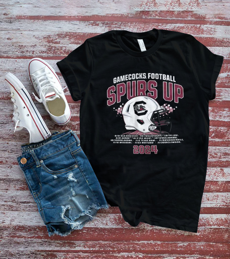 Gamecocks Football Spurs Up 2024 Helmet South Carolina Schedule T-Shirt