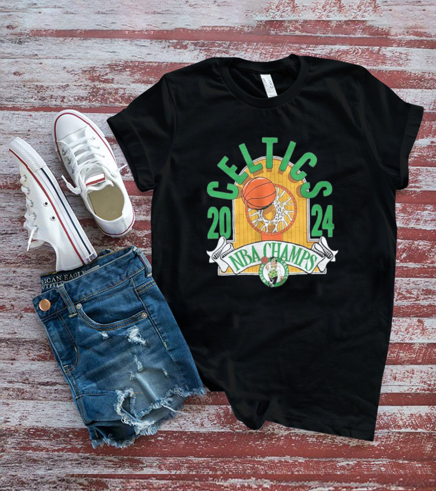 Boston Celtics 2024 NBA Champs Hardwood Banner T-Shirt