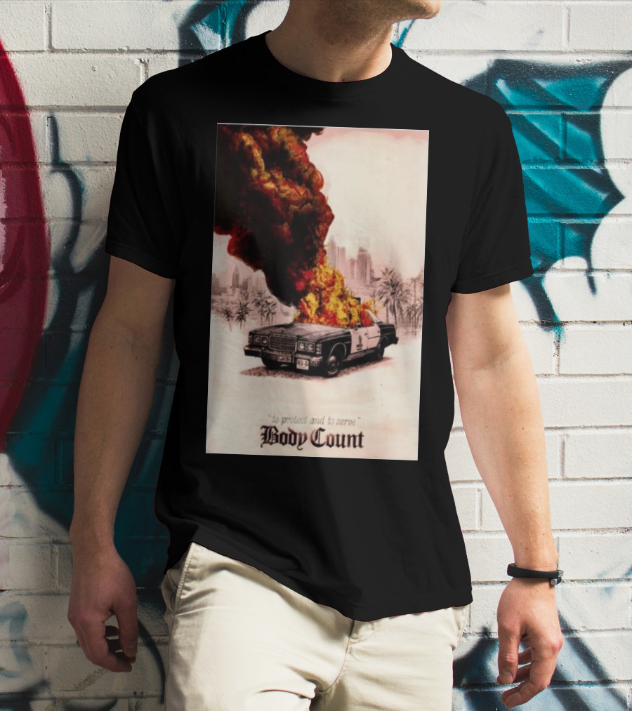 Body Count June 28 2024 Hellfest Clisson France Exploding Police Car T-Shirt