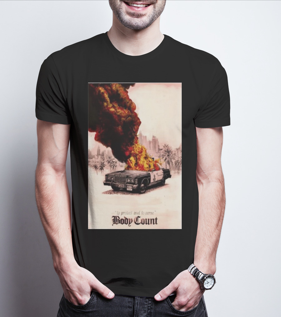Body Count June 28 2024 Hellfest Clisson France Exploding Police Car T-Shirt
