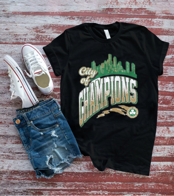 Boston City Of Champions 2024 Boston Celtics NBA Finals Skyline T-Shirt