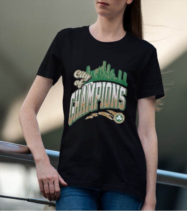 Boston City Of Champions 2024 Boston Celtics NBA Finals Skyline T-Shirt