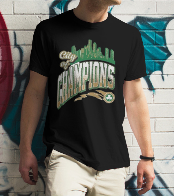 Boston City Of Champions 2024 Boston Celtics NBA Finals Skyline T-Shirt