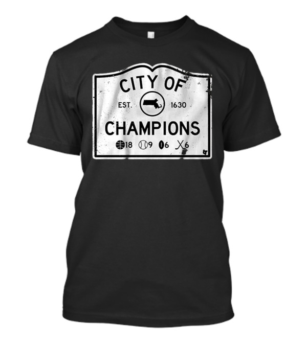 City Of Champions Est 1630 Basketball Baseball Hockey Boston T-Shirt