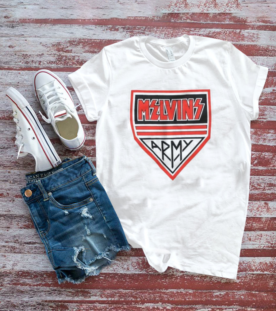 Melvins Army Emblem Red Black Badge T-Shirt