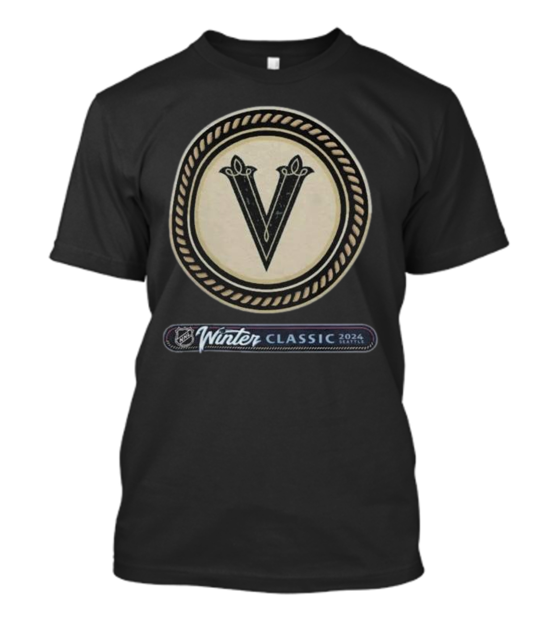 Vegas Golden Knights V Logo NHL Winter Classic 2024 Seattle T-Shirt