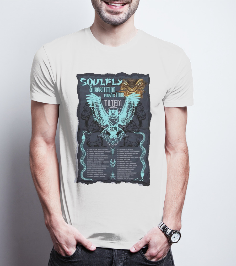 Soulfly Superstition Euro UK Tour Totem T-Shirt