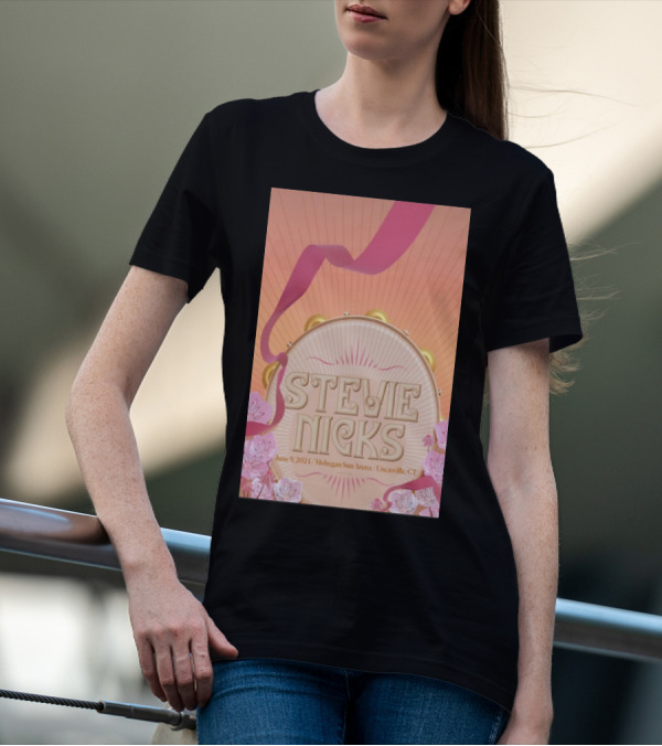 Stevie Nicks June 9 2024 Mohegan Sun Arena Uncasville CT Tambourine And Flowers T-Shirt